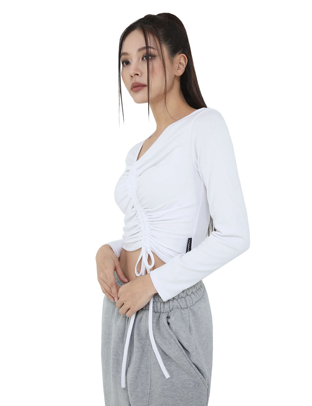 SHIRRING INCISION TOP(WHITE)